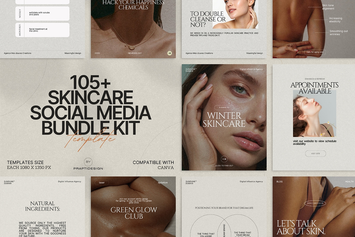 Minimal Skincare Post Kit Canva