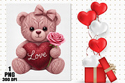 Faux Yarn Valentine Teddy Bear Png, an Illustration by Daily.Designs (Thumbnail 2 of 5)