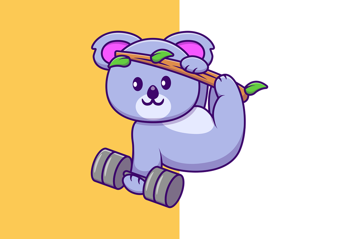 Cute Koala Lifting Dumbell, an Animal Illustration by Artstorystudio (Photo 2 of 3)