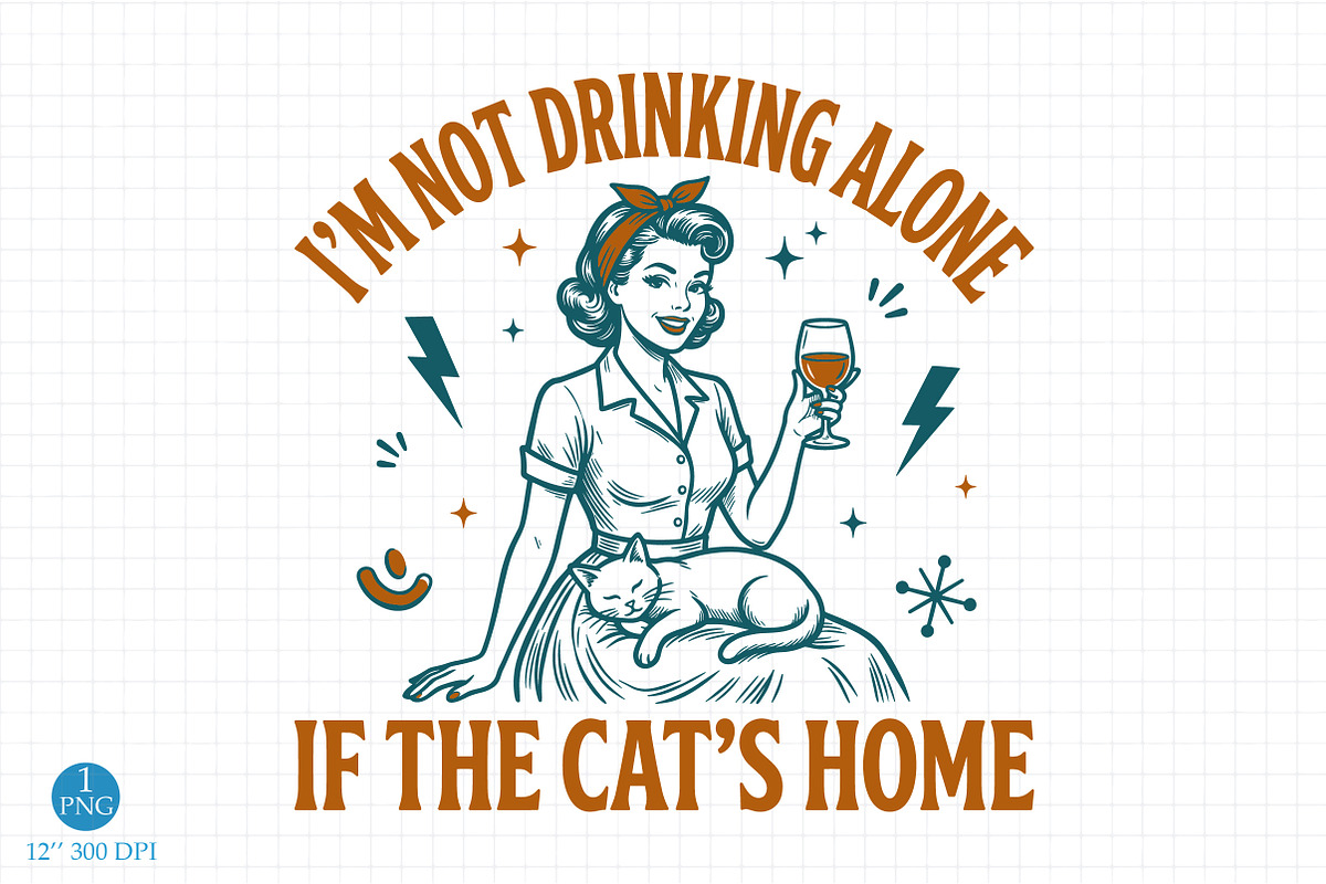 Not Drinking Alone Cat PNG, Trendy, a Person Illustration by Libby Wishes (Photo 1 of 4)