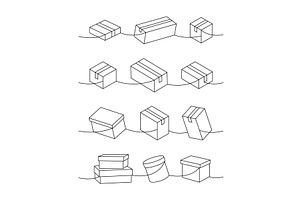 Black delivery boxes set. Present, an Object Illustration by GraphiShop