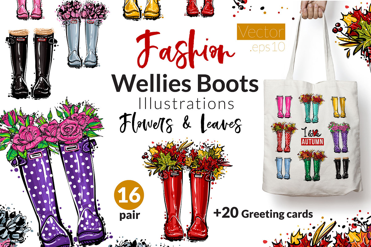 Wellies Boots Fashion Illustration, an Illustration by Sopelkin (Photo 1 of 5)