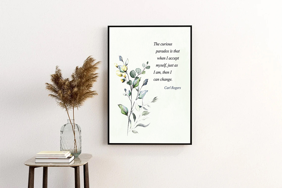 Watercolor Floral Carl Rogers Quote, a Poster Template by DesignDevisers (Photo 3 of 4)