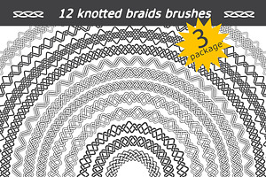 12 Knotted Braids Brushes. Package 3