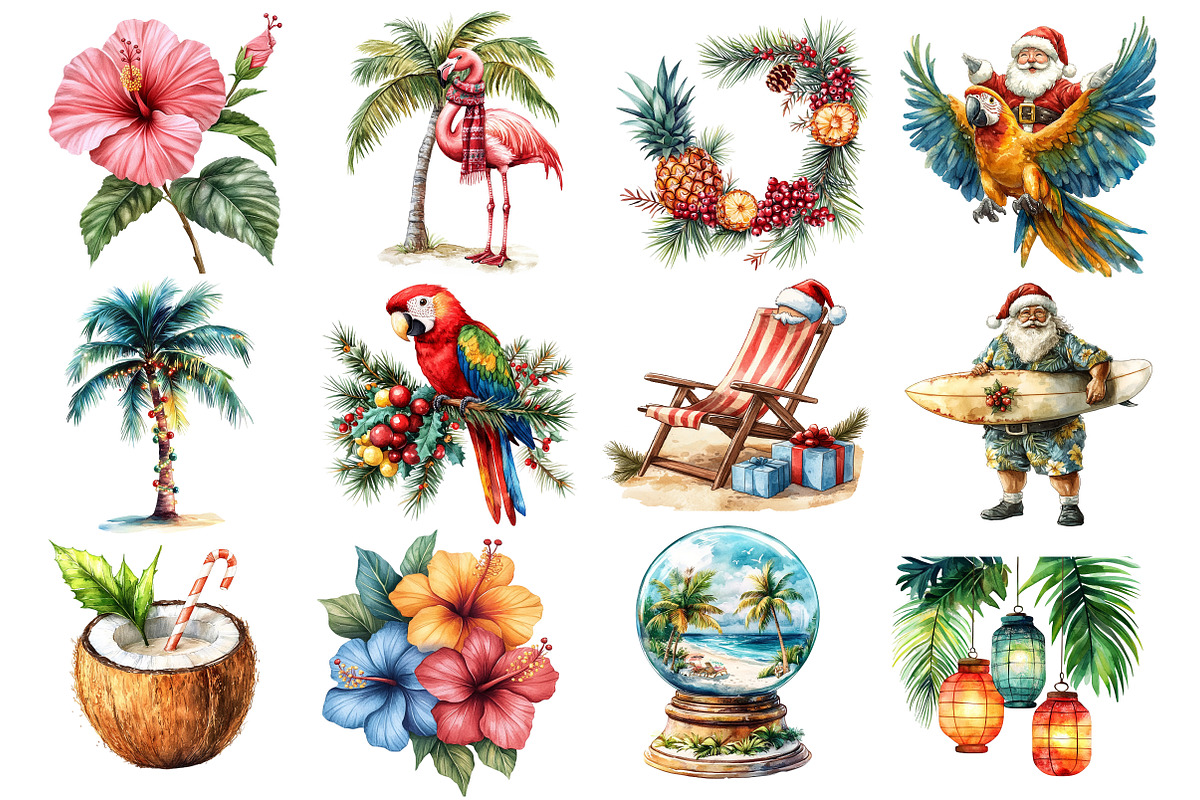 Tropical Christmas Clipart PNG, an Illustration by Dream Creation (Photo 3 of 5)
