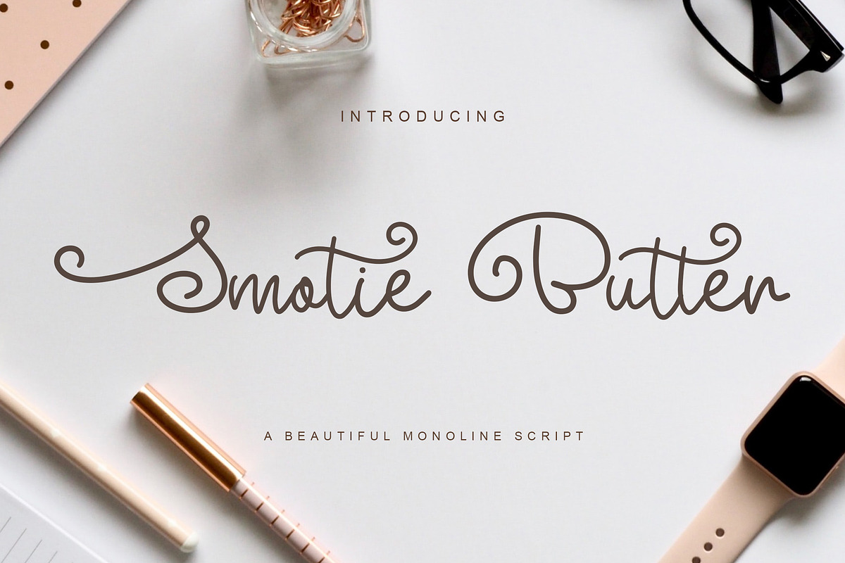 Smotie Butter - Monoline Script, a Script Font by NTC Graphic (Photo 1 of 9)