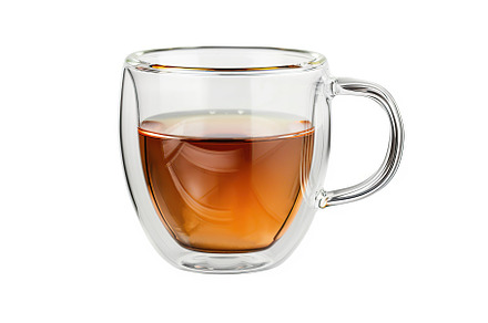 Glass cup of aromatic tea on white background, a Food & Drink Photo by AlyaAnd