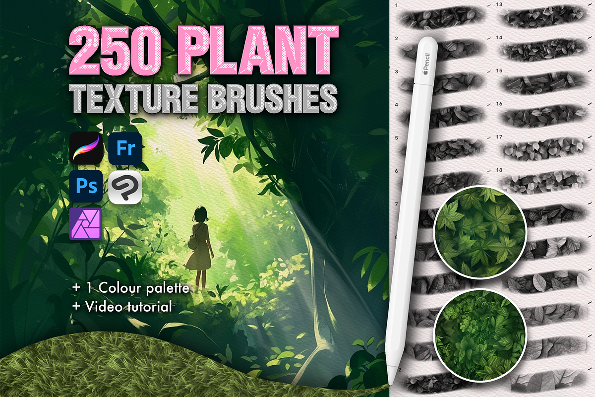 Procreate Plant Forest texture brush, a Brush Add-On by AppleinaJuice (Photo 1 of 7)