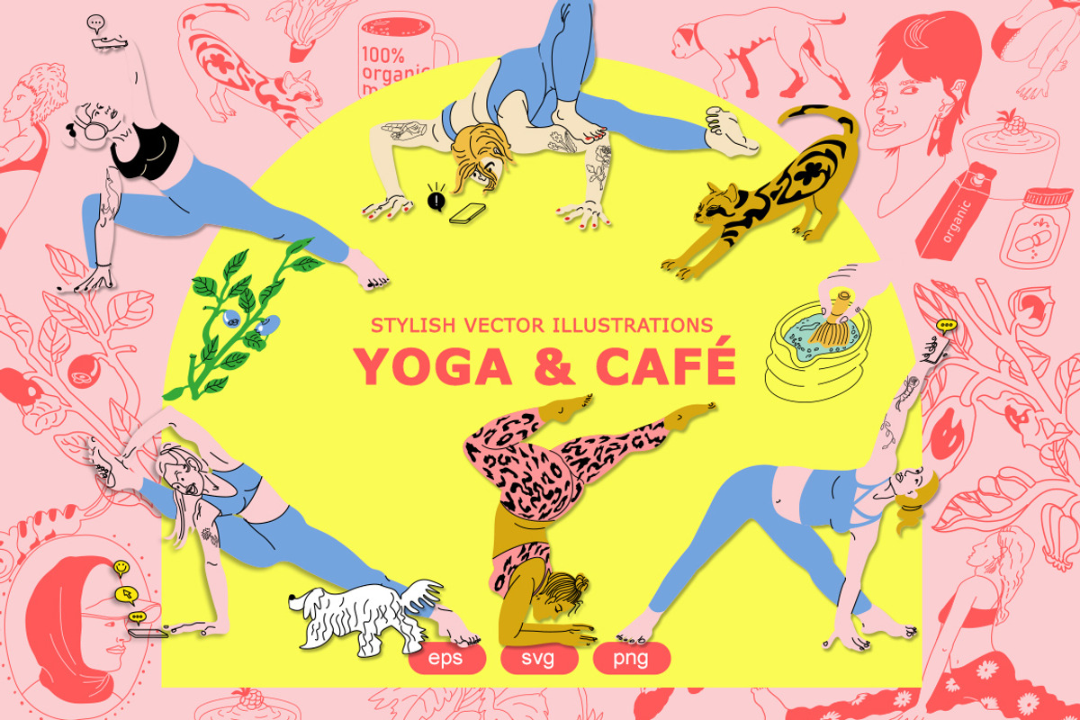 Yoga & Cafe Illustrations, a Person Illustration by Volga_Store (Photo 1 of 10)