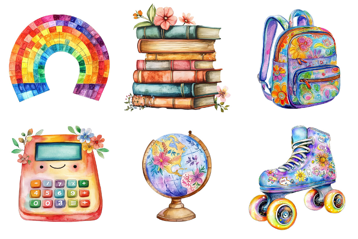 Groovy School Sublimation Clipart, an Illustration by SinaCreation (Photo 3 of 5)