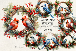 Christmas Wreath With Birds