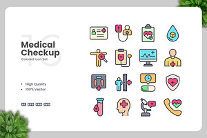 Medical Checkup Colored Icons, an Icon by Upnowgraphic