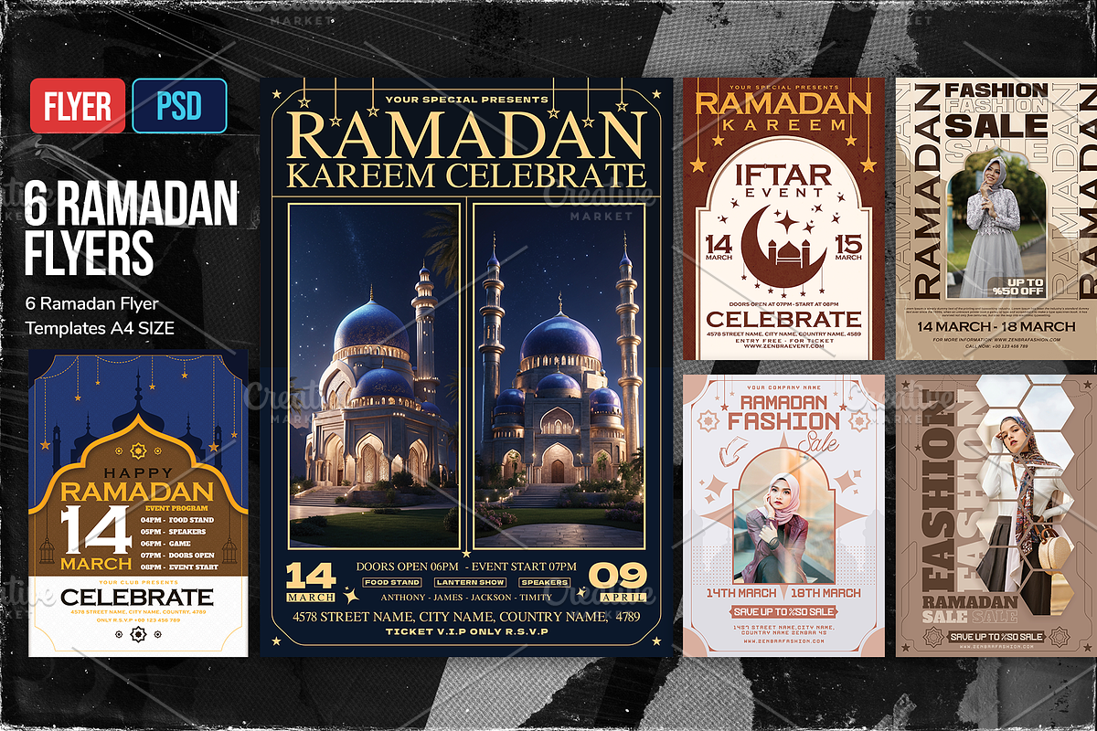 6 Ramadan Flyer Template A4, a Flyer Template by OnurDemircan (Photo 1 of 5)