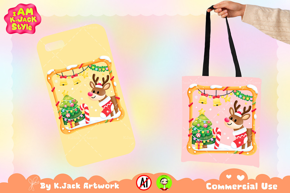 Christmas Reindeer Clipart, a Seasonal Illustration by K.JackArtwork (Photo 4 of 6)