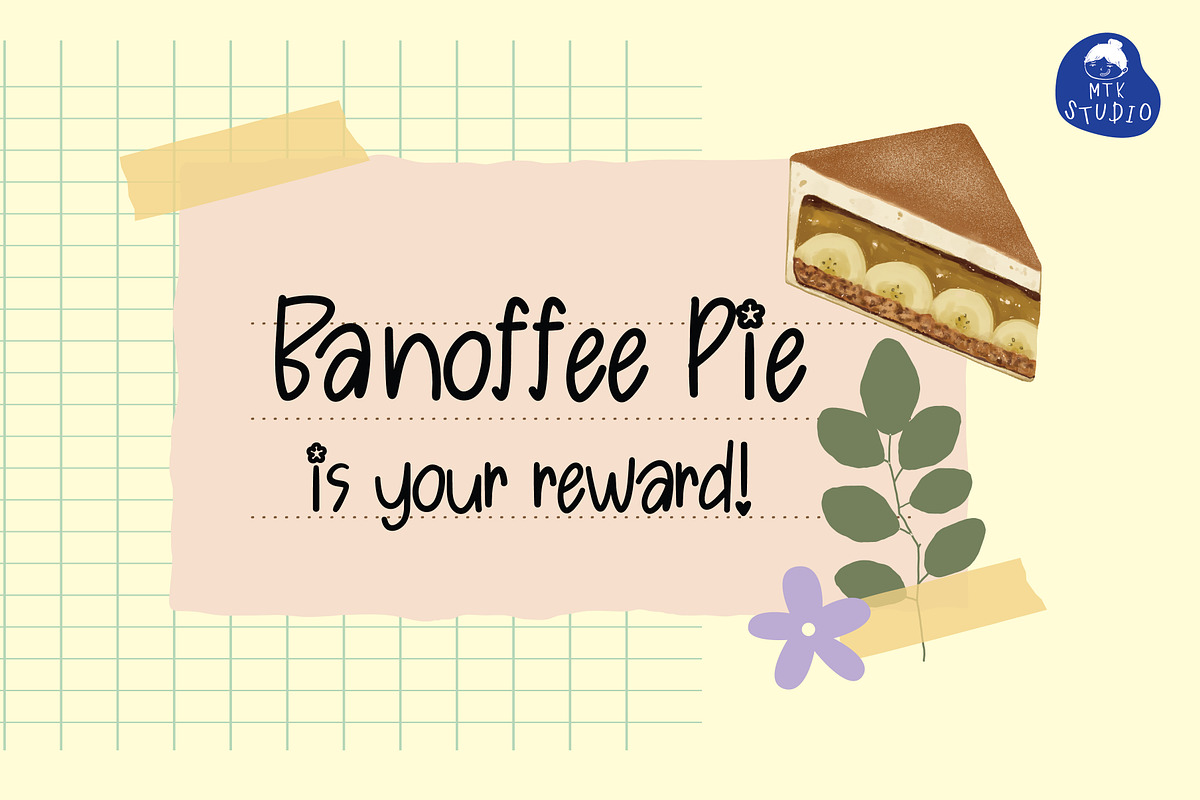BanoffeePie - Cute Handwritten Font, a Handwritten Font by MTK Studio (Photo 4 of 6)