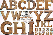 Watercolor Wooden Alphabet Clipart, an Illustration by Canvas Craft (Thumbnail 1 of 5)