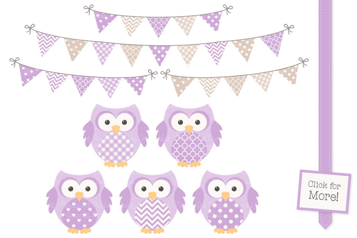 Lavender Owls, Banners and Patterns, an Animal Illustration by Amanda Ilkov (Photo 2 of 3)