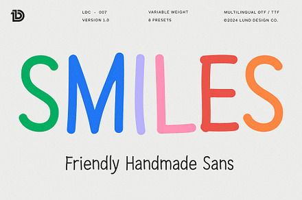 SMILES Handmade Sans Serif, a Font by Lund Design Co.
