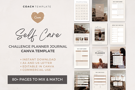 Self Care Planner Journal Template, a Marketing Template by COACHTEMPLATE