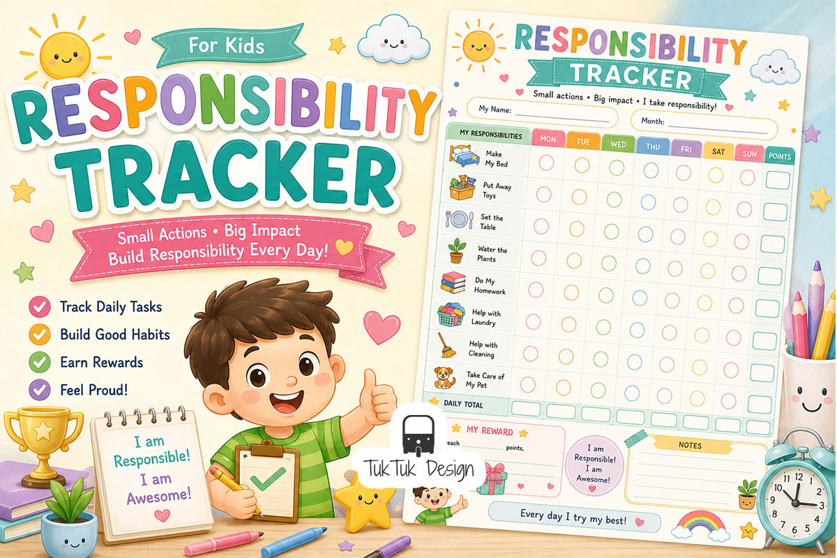 15 Kids Planners Printable Bundle, an Education Illustration by TukTuk Design (Photo 3 of 17)