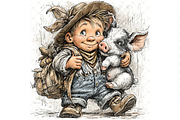 Boy and Piglet Clipart JPG, a Person Illustration by Memories By Lea (Thumbnail 6 of 18)