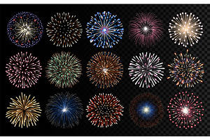 Set of realistic fireworks, a Decorative Illustration by Yayasya