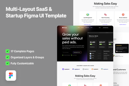 Cloze - Multi-Layout SaaS Figma, an UI Kit Template by FinestDevs