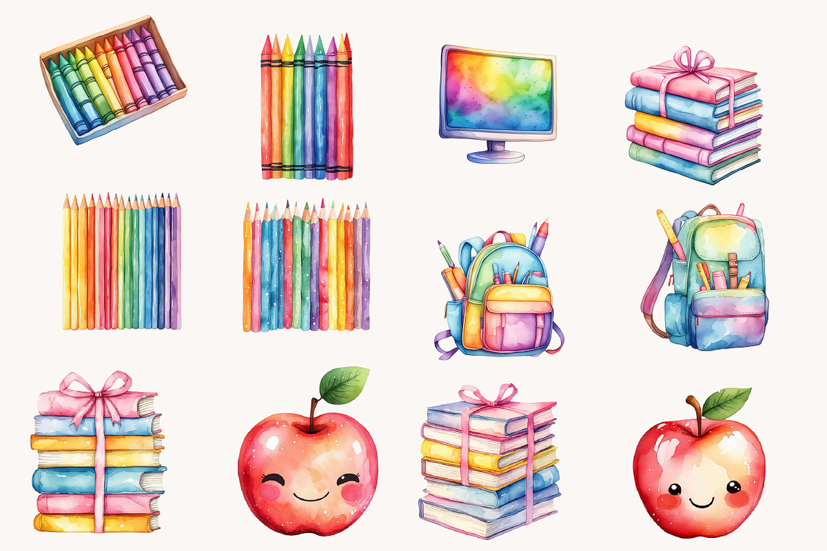 Pastel Cute Back to School Clipart, a Seasonal Illustration by Designworld (Photo 7 of 11)