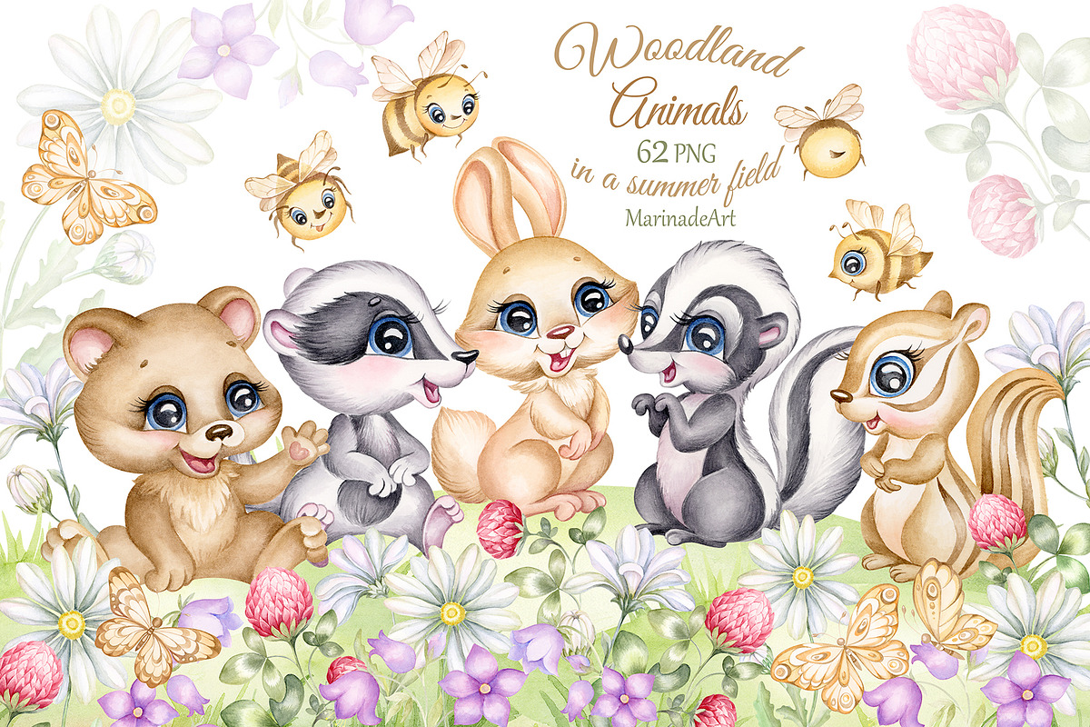 Cute Woodland Animals. Baby Forest 1, an Animal Illustration by MarinadeArt (Photo 1 of 10)