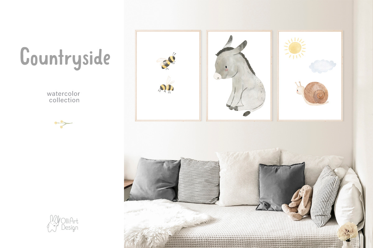 COUNTRYSIDE. Goose, donkey, frog, an Animal Illustration by OlliArtDesign (Photo 3 of 6)