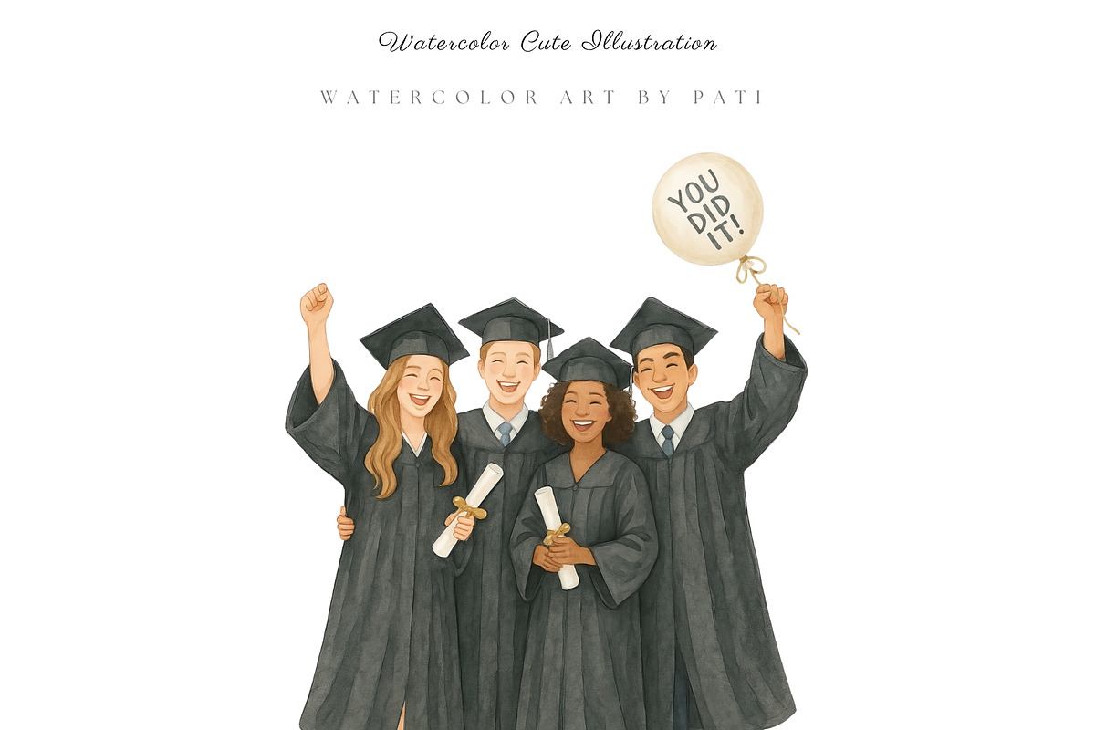Watercolor Graduation Collection, an Illustration by Pati Paints (Photo 7 of 11)