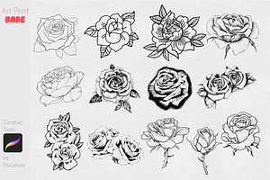 Rose Stamp Tattoo Floral Flower Love