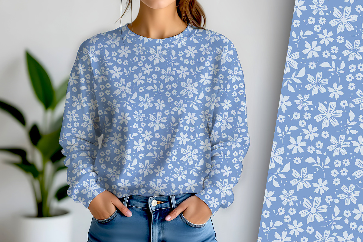 Delicate Blue and White Floral, a Pattern Graphic by Sharon Schwalbe (Photo 1 of 6)