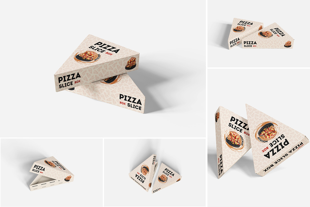 Pizza Slice Box Mockup PSD Packaging, an Advertising Mockup by Indah (Photo 1 of 6)