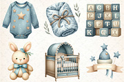 Dusty Blue Beige Baby Nursery Png, an Illustration by DreamCafeArt (Thumbnail 3 of 8)