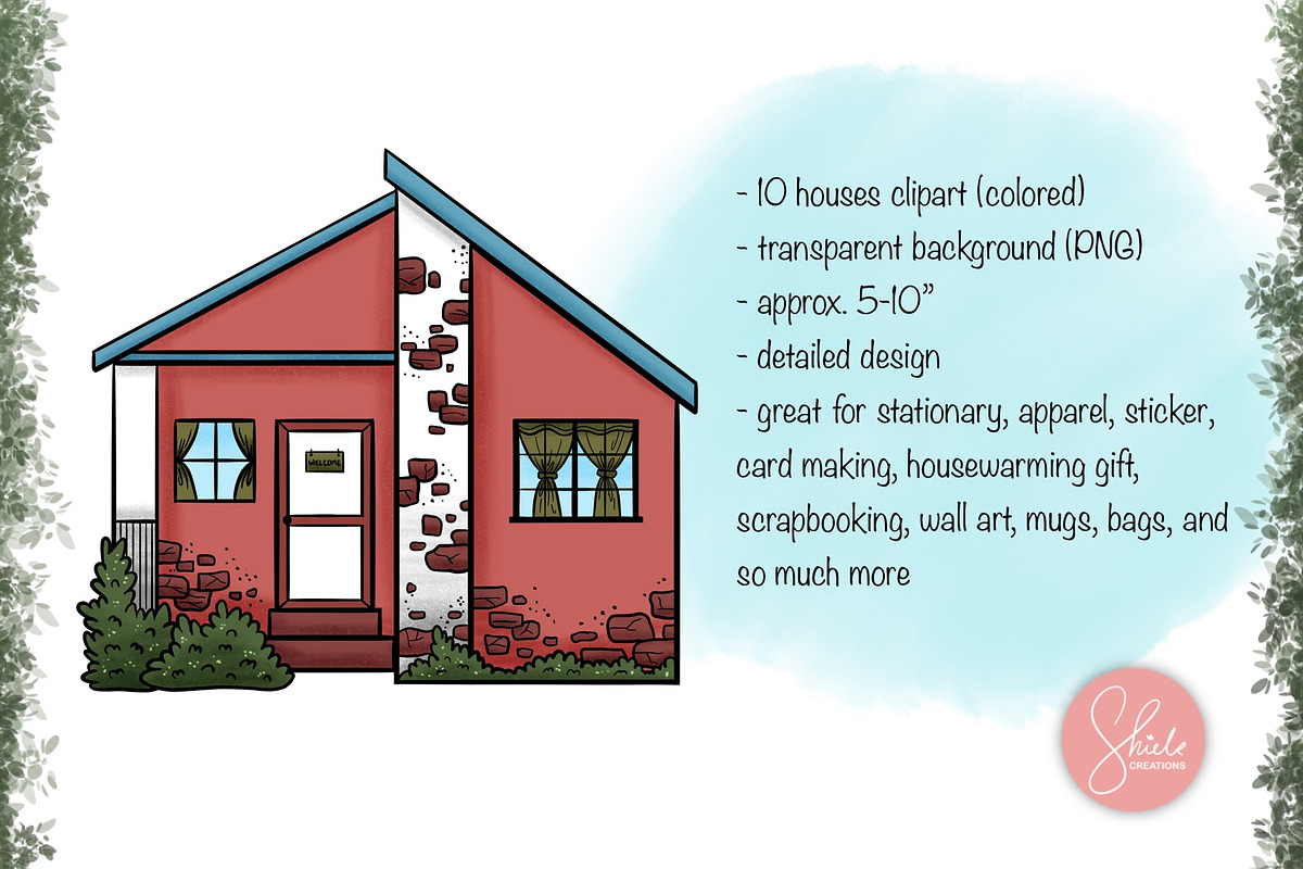 10 Houses Clipart Bundle - Colored, an Object Illustration by shielscreations (Photo 2 of 5)