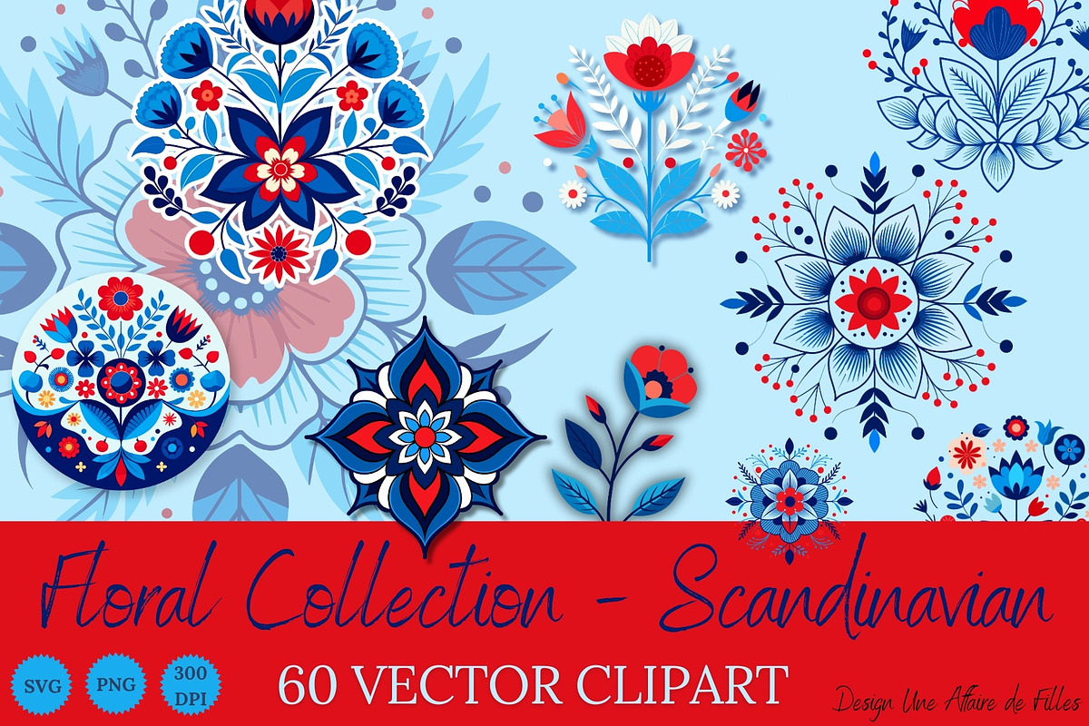 FLORAL SCANDINAVIAN VECTOR CLIPART, a Decorative Illustration by Une Affaire de Filles (Photo 1 of 5)
