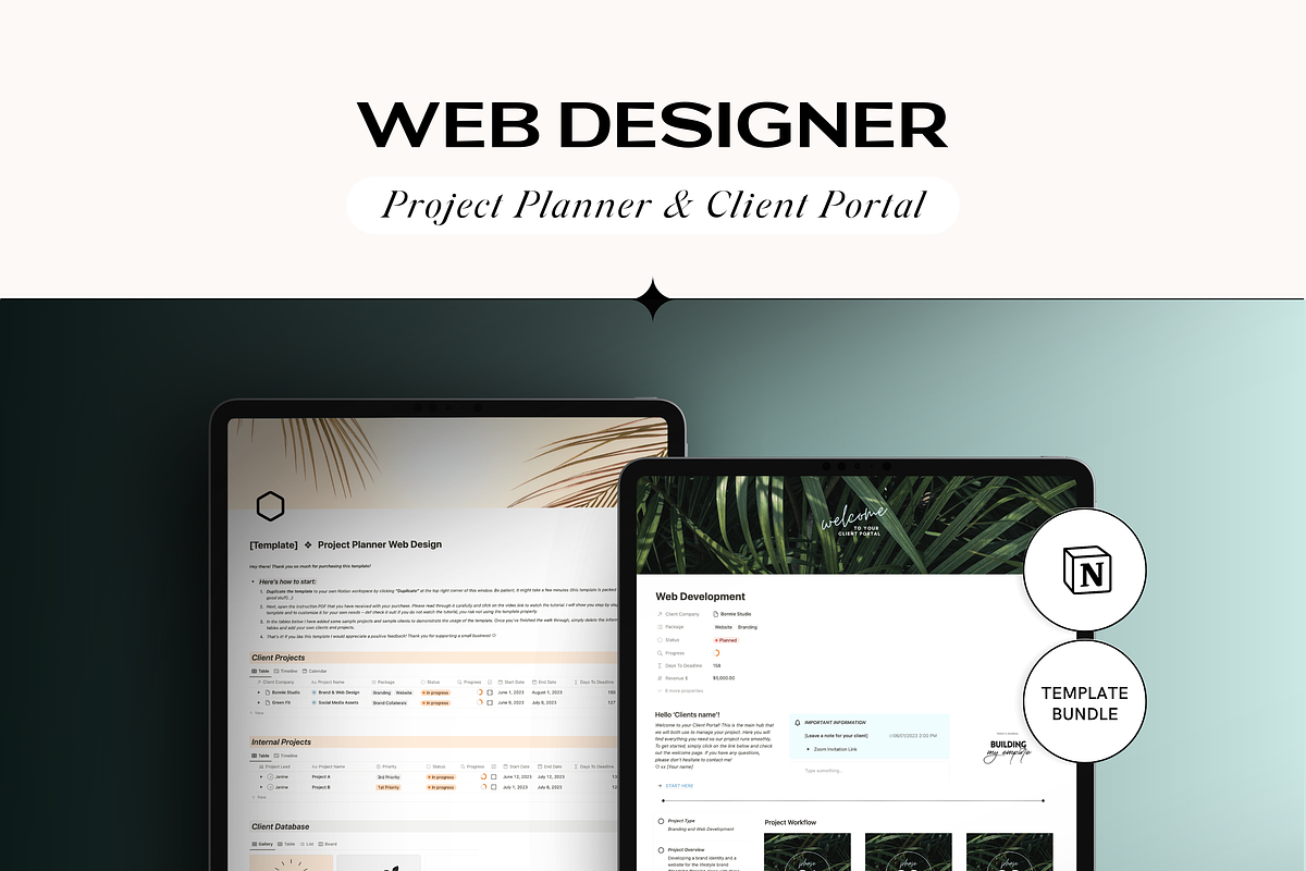 Notion Client Portal Project Planner, a Stationery Template by TheCoastlineStudio (Photo 1 of 10)