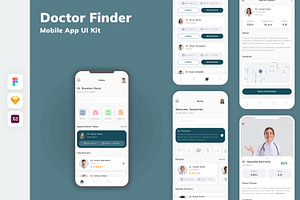 Doctor Finder Mobile App UI Kit, an UI Kit Template by uicube