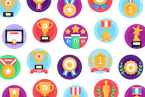 Awards Icons - 50 Flat Vector Icons