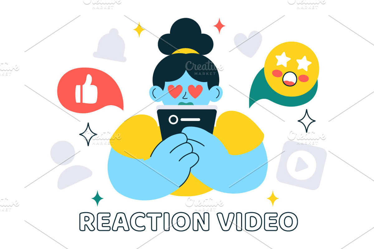 10 Social Media Reaction Video, a Person Illustration by denayunebgt (Photo 4 of 4)