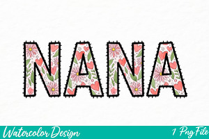 Boho Floral Nana PNG, an Illustration by Watercolor design