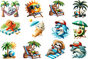 Funny Sunbathing  Clipart Bundle, an Illustration by Designking (Thumbnail 2 of 3)