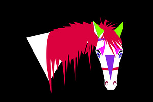 Horse Head Cartoon Vivid Purple