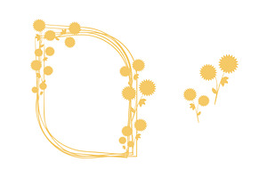 Yellow spiky floral frame design and, an Illustration by okskukuruza
