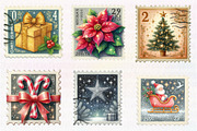 Vintage Christmas Postage Stamps PNG, an Illustration by CreationArt (Thumbnail 4 of 5)