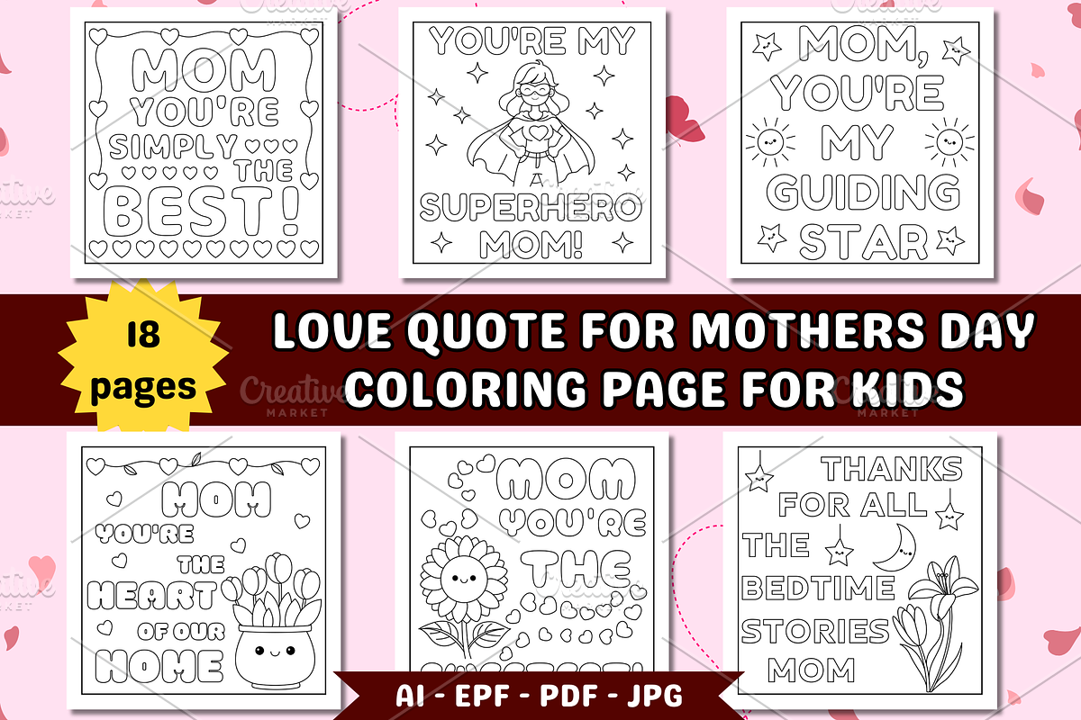 Mother's Day Quote Coloring Page, an Education Illustration by Salaly (Photo 1 of 5)