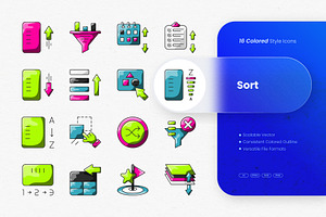 Sort Colored Icons, an Outline Icon by cidcud_graphic