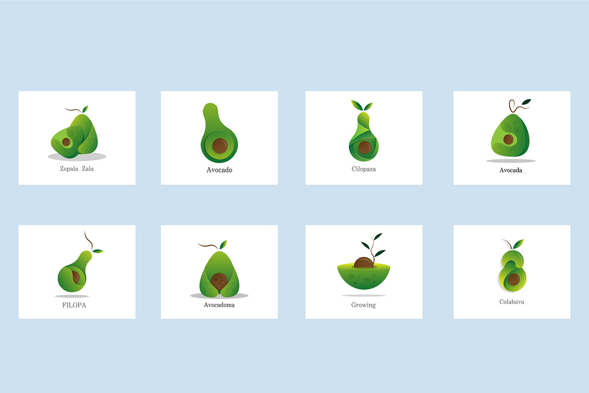 Avocado logo bundle set, a Food Illustration by foxndeer (Photo 3 of 4)