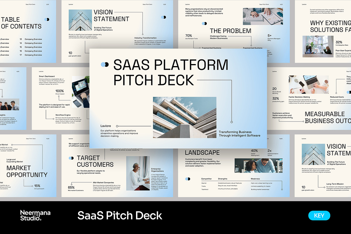 Gradient SaaS Pitch Deck Keynote, a Presentation Template by Neermana (Photo 1 of 4)